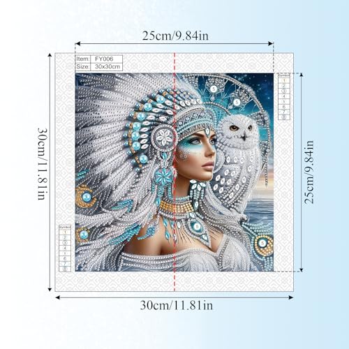 Image of AiYuanzsh 5D DIY Special-Shaped Diamond Painting Kit - Goddess with White Owl, 30x30cm Crystal Rhinestone Art for Home Wall Decor, Gifts for Women Adults Beginners