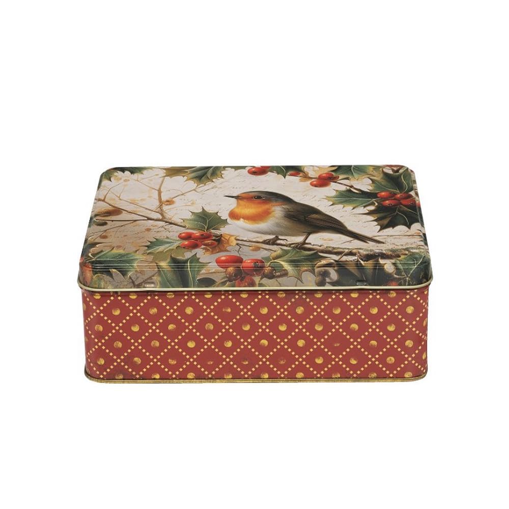 Elite Tins Multi Christmas Robin Deep Rectangular Tin- 195 X 154 X 75Mm