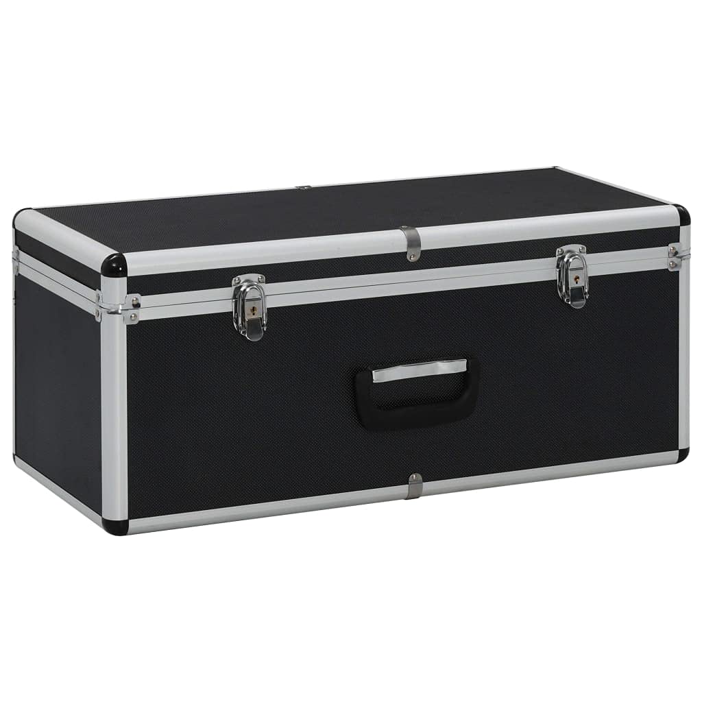 Juego de 3 cajas de almacenamiento portátiles de madera, ABS y aluminio negro con forro interior suave, 2 cierres a presión y asa para herramientas y equipos.