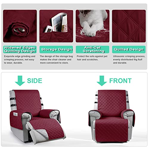 Waterproof Recliner Chair Slipcover With 2 Elastic Straps, Non-Slip Armchair Recliner Protector for Families with Pets/Kids - Image 4
