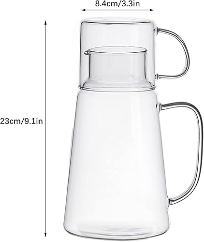 Miniatura 9 de Jarra de agua de gran capacidad, jarra de vidrio vintage con asa, jarra de agua de noche y juego de vidrio, práctica jarra de agua de vidrio para