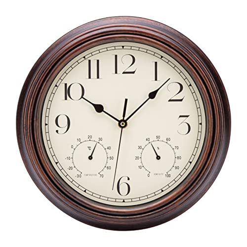 ACCSHINEReloj de Pared con termómetro Retro (Bronce, 30cm)
