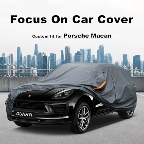 Image of GUNHYI Premium Car Cover Custom Fit Porsche Macan (2014-2026), 16 Layers Heavy Duty Car Cover Waterproof All Weather with Zipper Door for Sun Rain Snow Dust Uv Protection
