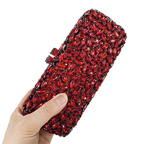 Image of Boutique De FGG Women Crystal Clutch Bag Minaudiere Box Handbag Party Prom Rhinestone Clutch Purse Wedding Bag, Mini
