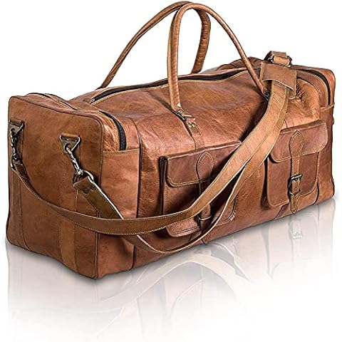 ALASKA EXPORTS Duffle Bag Genuine Vintage Leather Travel Duffels Weekender Overnight Bag | Carry-On Bags | Hand Luggage | Sports Holdall | Gym Satchel Cover
