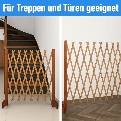 Treppenschutzgitter für Hunde - Absperrgitter - Türschutzgitter - Hundeschutzgitter - Hundebarrieren - verstellbar Trennwand - ohne Bohren - 30-117cm breit - aus Holz