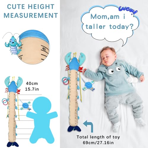 Baby Toys Musical Stuffed Animal Plush for 0-3-6-12 Months, Soft Tummy Time Toys with Rattles and Crinkle, Infant Newborn Sensory Toys Gifts for 6-12 Months Baby Boys (Lobster, Blue) - Image 5