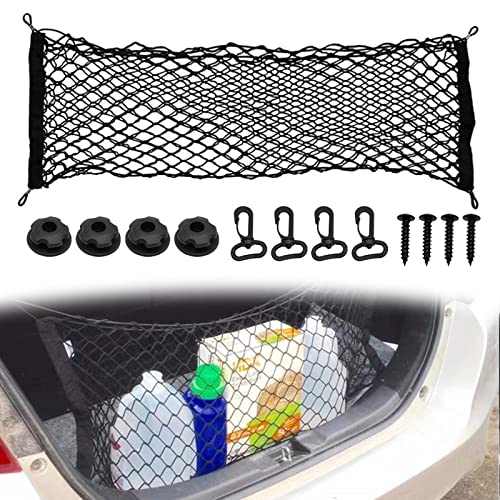 Rete da carico elastica posteriore per auto, resistente, elastica, universale, regolabile, con ganci, accessori esterni per auto, SUV, camion (90 x 40 cm)