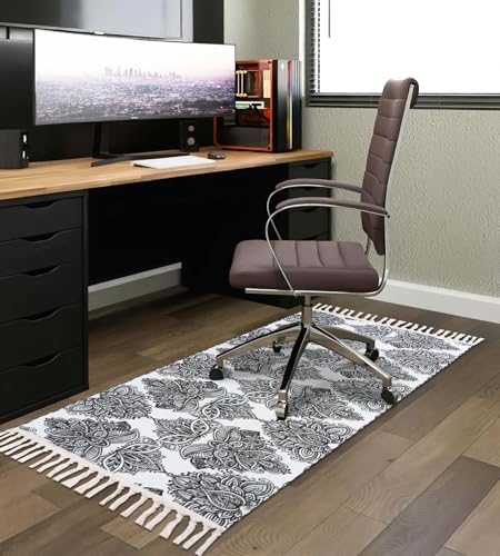 Terafeels Alfombras lavables para sala de estar, alfombra de pasillo de 60 x 120 cm, alfombra de pasillo para entrada de pasillo, alfombra de pelo corto antideslizante con borlas, alfombra tradicional