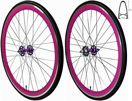 Redondo 28 Zoll Laufrad Set Singlespeed Fixie Laufrad Felge Lila Schwarz+ Reifen