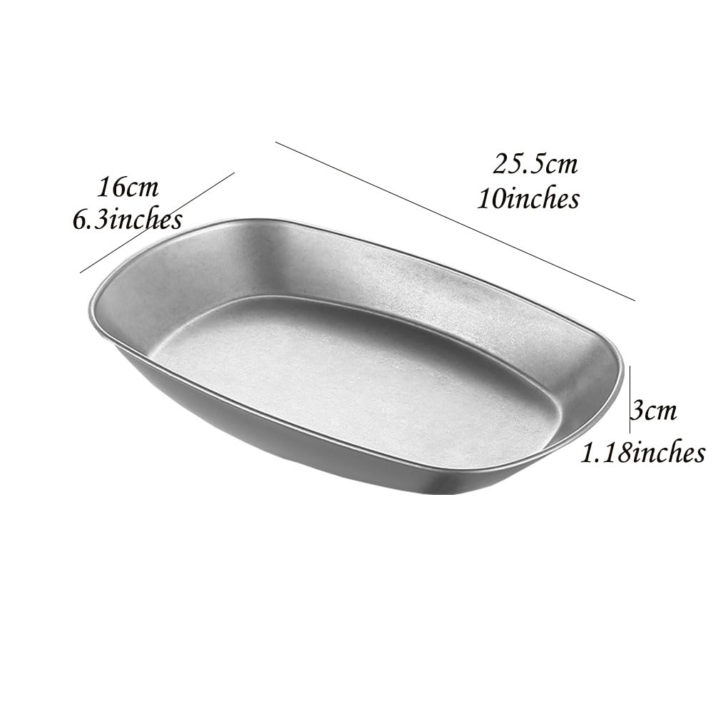 CLWXHS Stainless Steel Serving Plates,10 Inches Dinner Dishes,Retro Metal Camping Plate,Kitchenware Dinner Dishes for BBQ, Snack, Dishwasher Safe