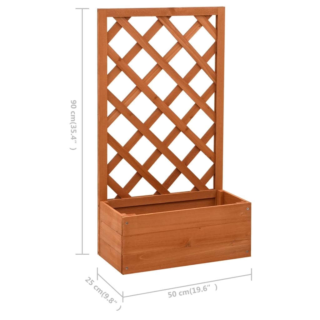 Cozynest Tannenholz Massiv Garten Spalier mit Blumenkasten Pflanzkasten Rankhilfe Rankkasten Rankgitter Blumenständer Blumenkübel 50x25x90cm (Orange)