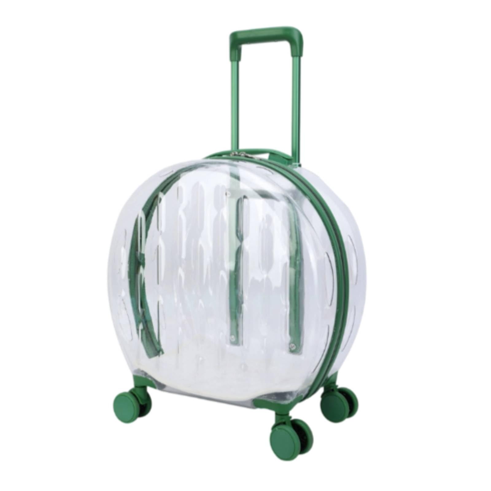 Transportín con Ruedas Rígido Transportín Ventilado para Gatos, Perros Pequeños, Viajes, Verde, Rayas