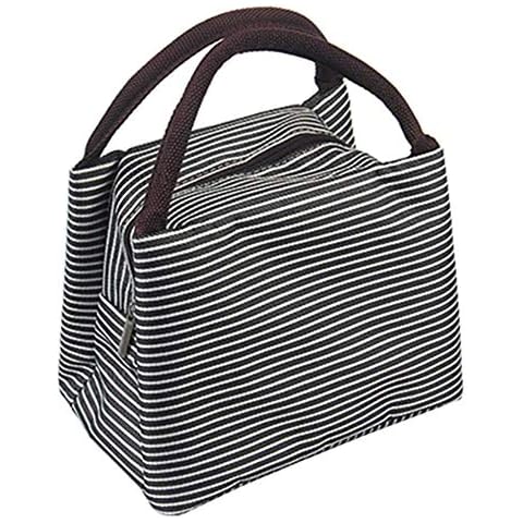 Nuluxi Tote Schwarz Streifen Lunch-Taschen Lunch Lunchpaket Thermische Kühler Tote Brotdosen Isoliertasche Ideal Cover