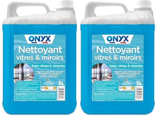 Onyx - Nettoyant Vitres et Vérandas - Nettoie, Dégraisse et Fait Briller - Effet DEPERLANT - Fabrication Française - 5L (Lot de 2)