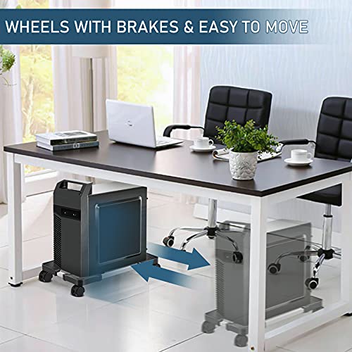 Liitrton Mobile Cpu Stand Adjustable Computer Tower Stand With 4 Caster Wheels Fits Most Pc (Black) #TOP2