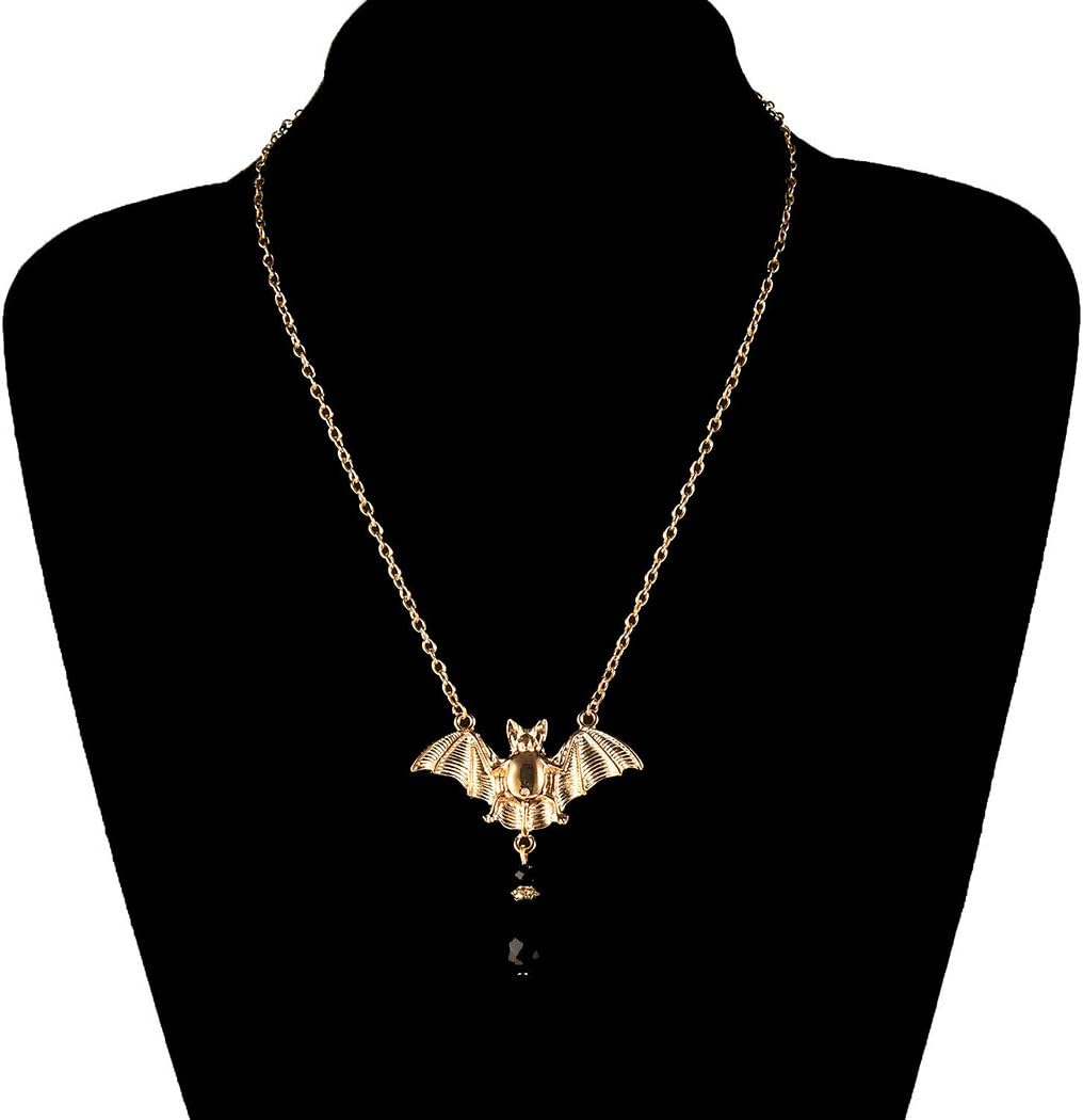 Yalice Halloween Black Crystal Necklace Chain Gothic Bat Pendant Necklaces Witch Jewelry for Women - Image 3
