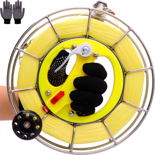 TianYueFly Kite reel with Brake Function and Deceleration, Made of Stainless Steel, 8.3inches Dia with 1300ft Kite String, Large Handle Design, Kite String Spool for Kids and Adults