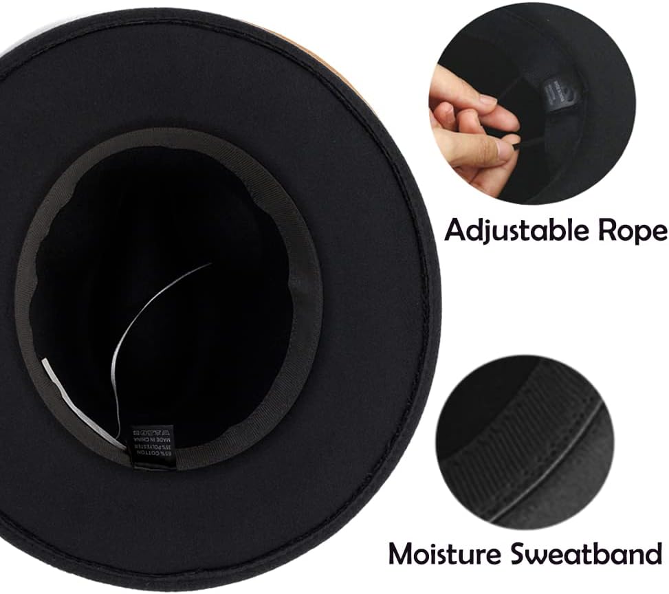 Women's Wide Brim Felt Fedora Panama Hat with Leopard Belt Buckle - Image 6