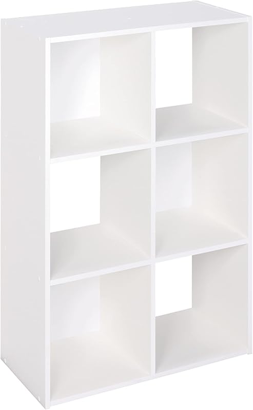 ClosetMaid Cubeicals 6 Cube Storage Shelf Organizer Bookshelf, Stackable, Vertical or Horizontal, Easy Assembly, Wood, White Finish | Stackable Hardware for Office, Home and Closet, White