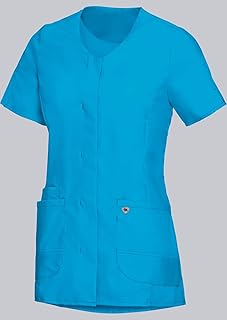 BP Med Tunics 1764-241-0114 - Casaca para mujer (manga 1/2 y cuello en V, 49% algodón, 48% poliéster, 3% elastolefina, corte ajustado, talla: 3XLn), color azul