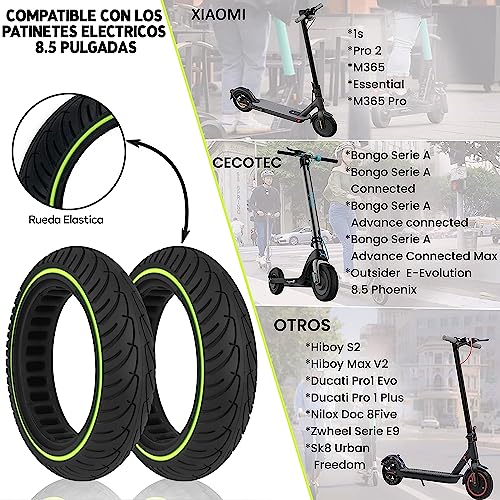 ANSENI Solid Wheels for Electric Scooter 8.5 Inches, Glow in the Dark Tires - Image 3