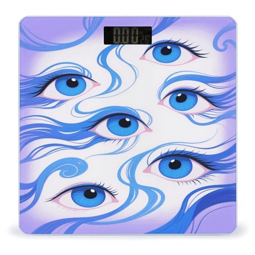 Báscula digital de baño ojo azul divertida, vidrio templado miniatura 1
