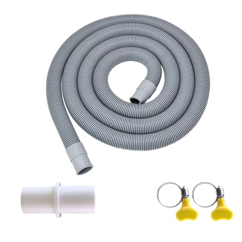 Ablaufschlauch Verlängerung für Waschmaschinen, Spülmaschinenschlauch für Geschirrspüler, Ablaufschlauch Schlauch Universal Set inkl 1 Schlauchverbinder 2 Schlauchschellen (2 M)