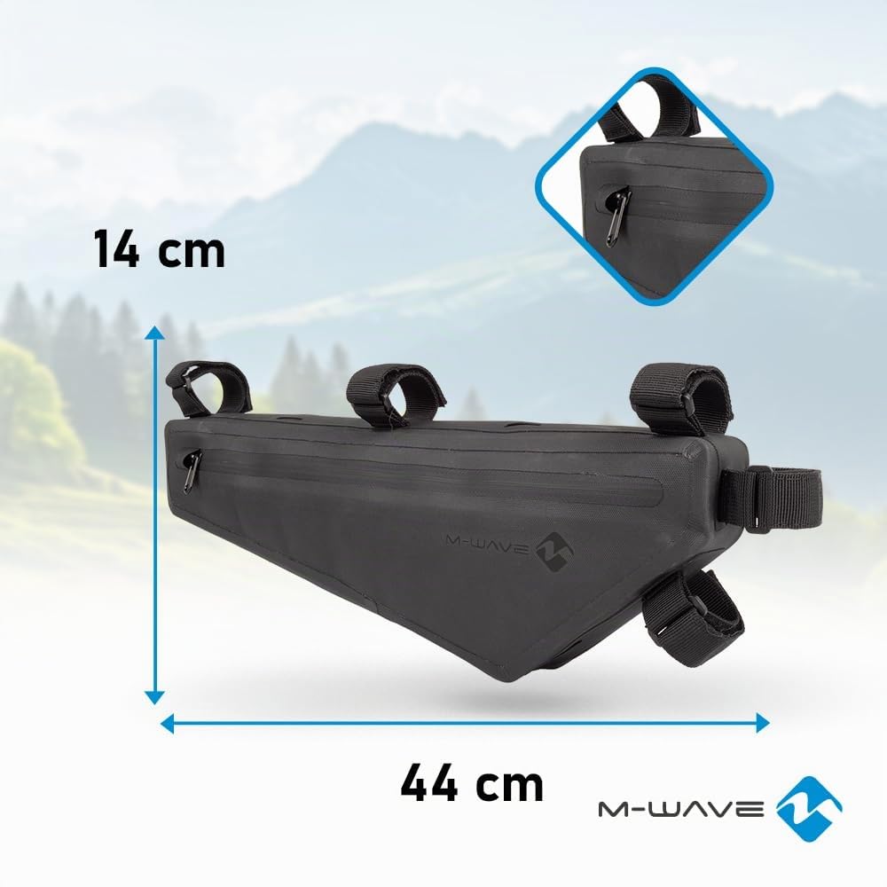 M-Wave Fahrrad Rahmentasche, wasserdicht, 2,1 Liter, Bikepacking, Rough Ride II Triangle