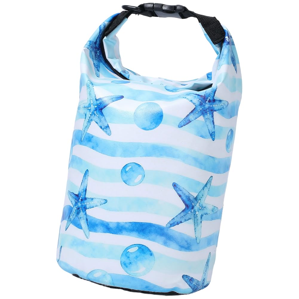 PRESSINART Ocean Dry Bags Floating Waterproof Dry Bag Starfish Pattern PVC Lightweight Roll Top Sack Backpack for Travel Swimming Boating Kayaking Camping Fishing Outdoor Activities 7.5 x 14.6 Inch