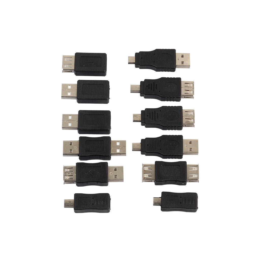 Lot de 10 adaptateurs de changement de données OTG F/M 12 pièces/lot USB/Micro USB/Mini 5 broches