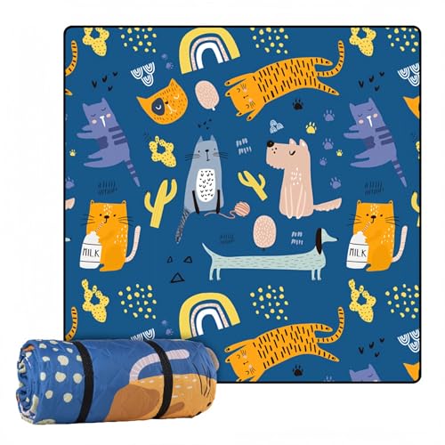 BrownPup レジャーシート 大判 テント インナーマット 防水 軽量 200x200cm 撥水 大判 4人?6人用 テントマット プレイマット ラグ キャンプマット 折り畳みやすい コンパクト収納 おしゃれ (HW098-007)