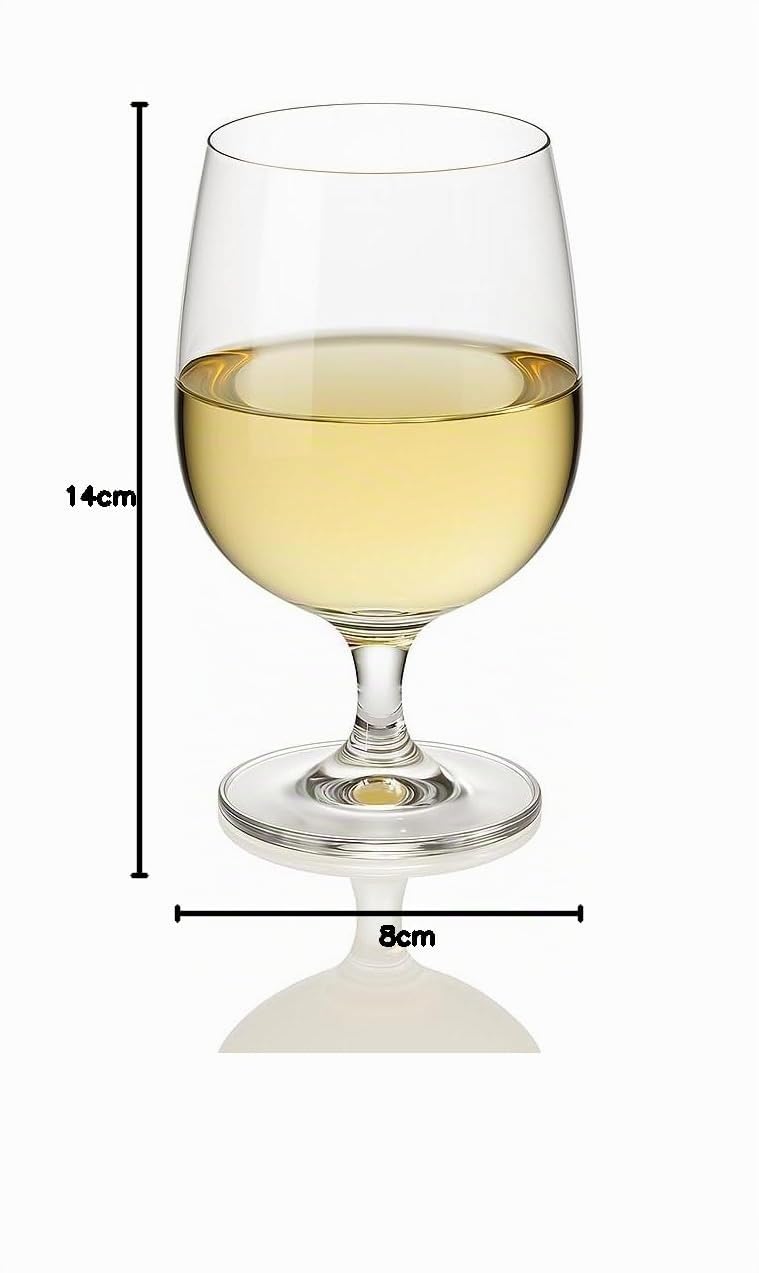 DIAMANTE Set di 6 bicchieri da vino a stelo corto, in cristallo, capacità 346 ml, lavabili in lavastoviglie