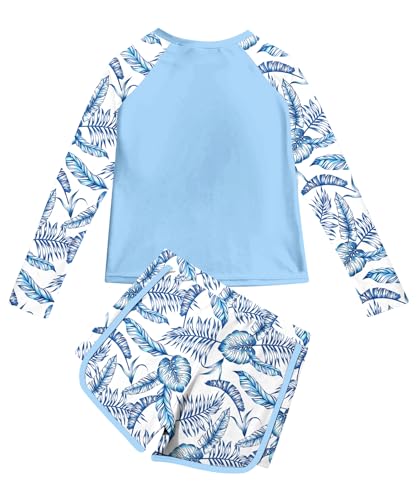 Image of Vogseek Girls Rash Guard Swimsuits 2 Piece Bathing Suit UPF 50+ Summer Swimwear Size 7-12T