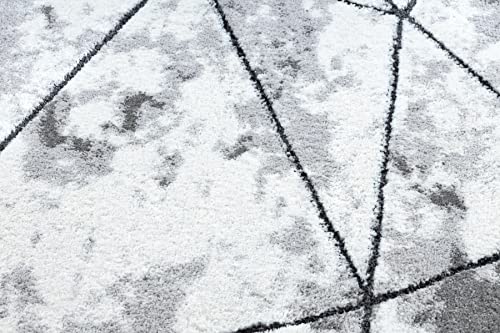 Tapis moderne cosy gris pour salon avec triangles géométriques structurels - 7
