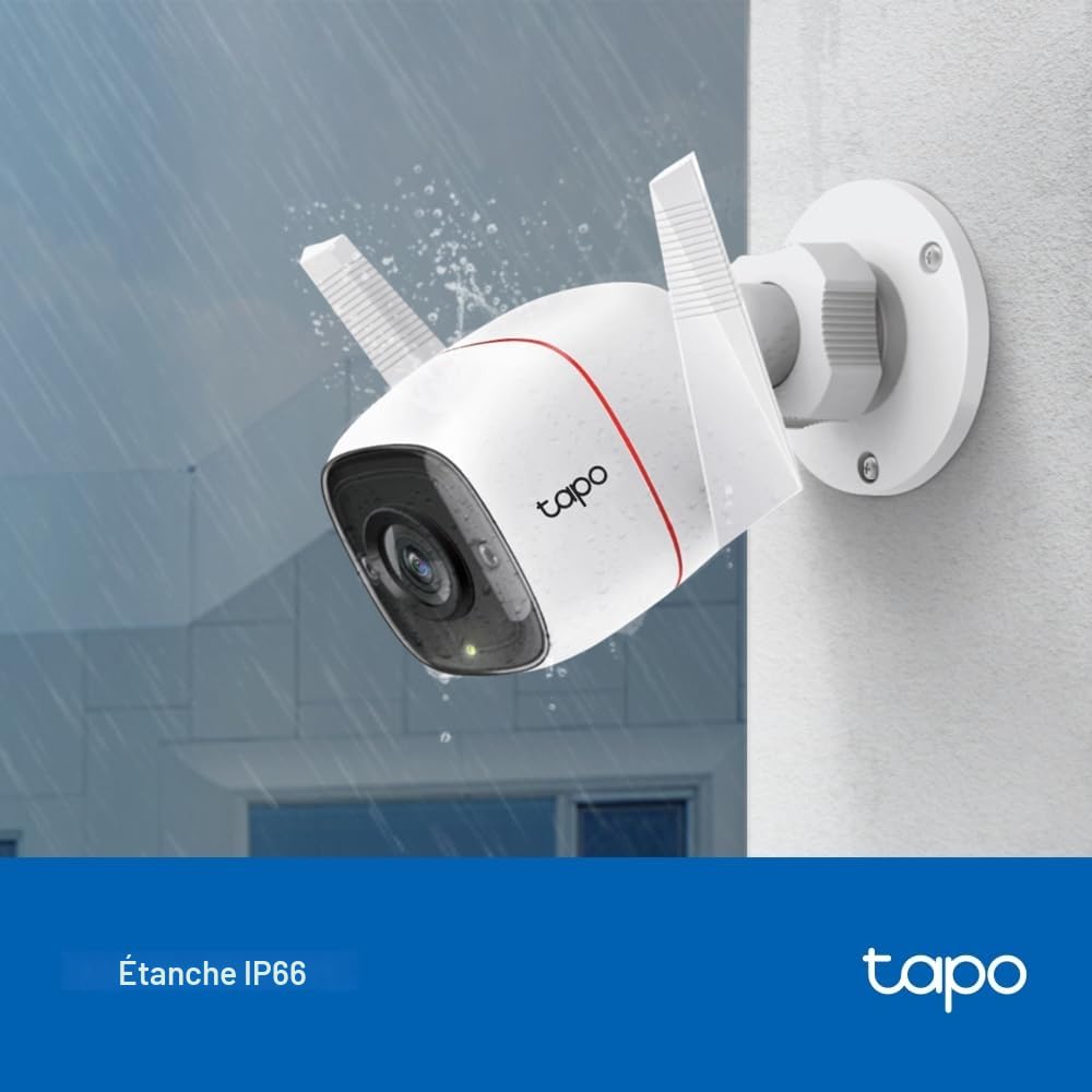Tapo C310P2 Lot de 2 caméras de sécurité 2K d'extérieur sans fil et filaire, caméra extérieure sans frais mensuels, détection AI, vision nocturne avancée, conversation bidirectionnelle, étanchéité