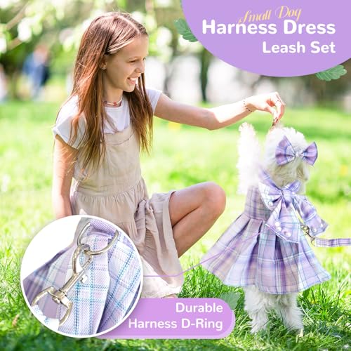 PETCARE Lindo vestido de cachorro roxo para meninas, roupas para cães pequenos, gatos, mulheres, xad