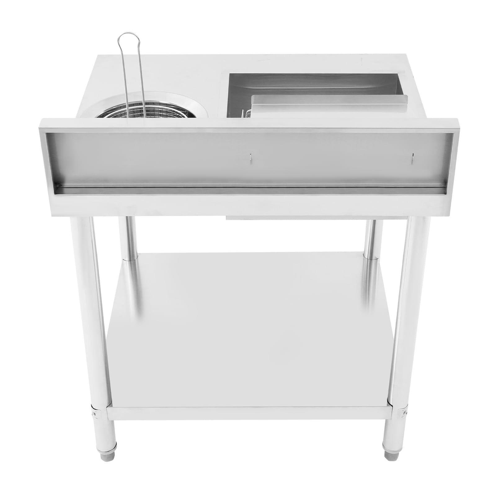 Table à paner, 80 x 70 x 93 cm, table de préparation de poulet frit, plan de travail commercial pour paner le poulet frit pour restaurants de poulet rôti
