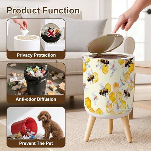 Caneca de basura plástica redonda con tapa 7L miniatura 6