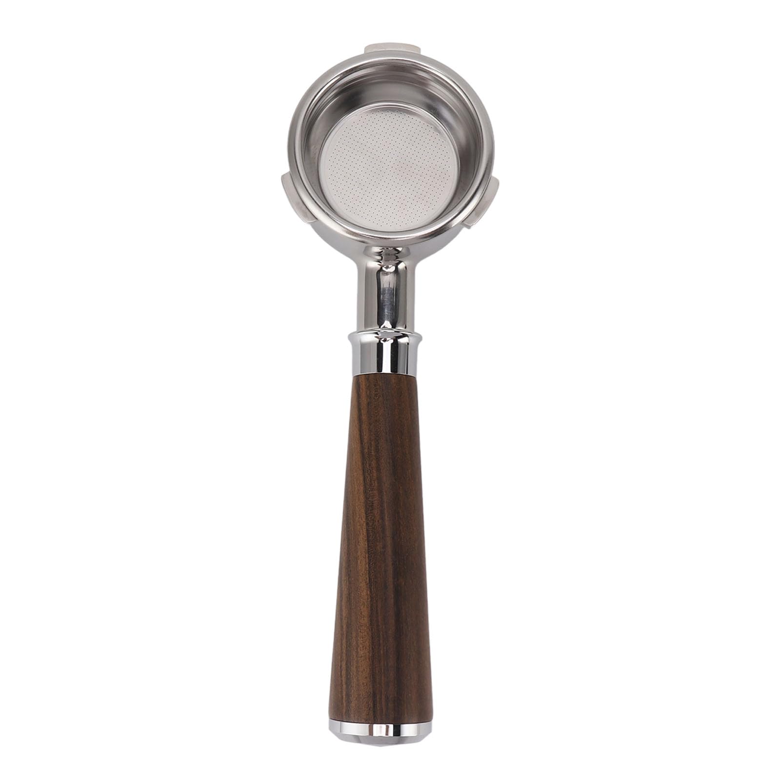 Portafiltro de café sin Fondo de 58 Mm, Portafiltro de Cesta de Filtro de Taza, Portafiltro de café de Acero Inoxidable de 3 Orejas Mango de Madera Maciza para Barsetto Piezas de e