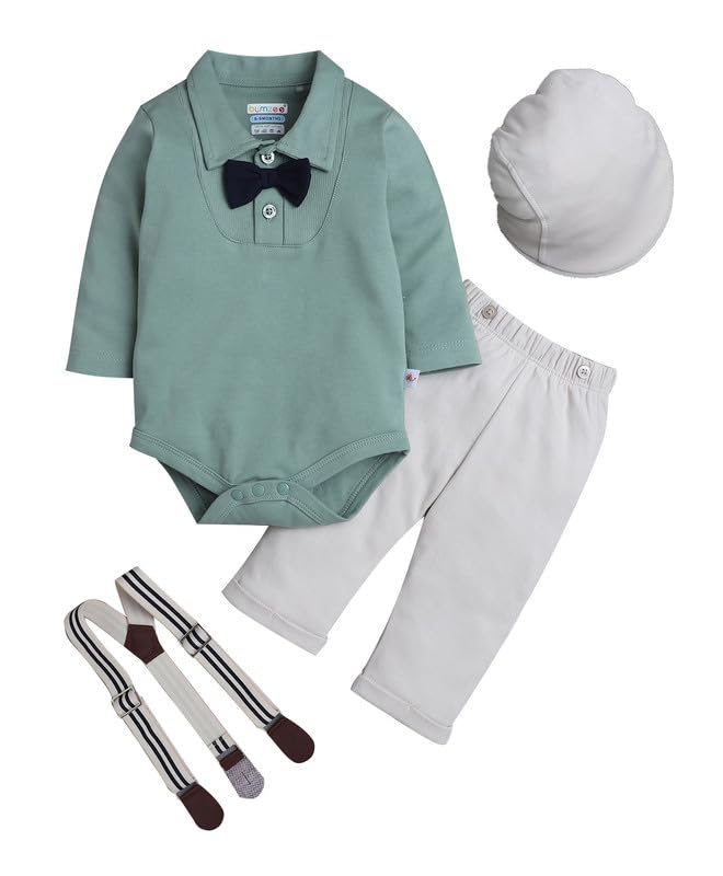 Image of BUMZEE Baby Boys Regular Fit Full Sleeves Collar Neck Cotton Bodysuit Set