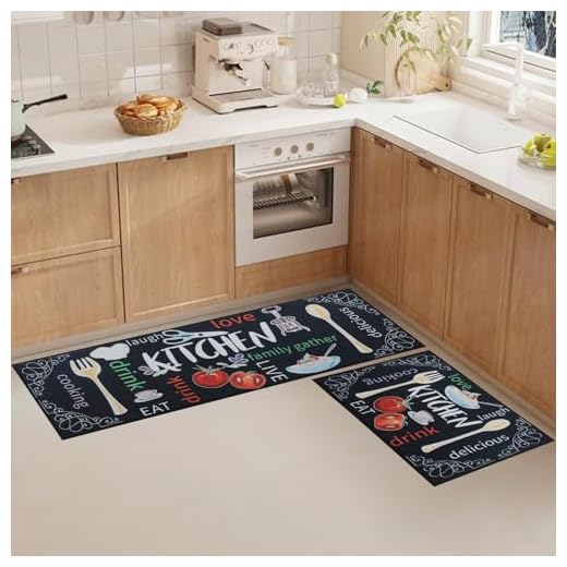 LHHMZ Tapis de Cuisine 2 pièces antidérapant Lavable, Tapis de Cuisine, Ensembles de Tapis de Cuisine pour la Cuisine, Le Couloir, la Salle à Manger et l’ entrée, 40x60cm + 40x120cm