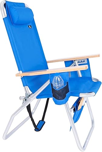 Miniatura 5 de Deluxe XL - Silla de playa plegable de aluminio grande y resistente de 17 pulgadas de alto asiento para adultos carga de 300 libras