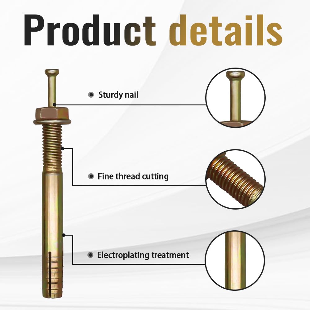 3/8 Concrete Anchors - 20 Pack Hammer Drive -3
