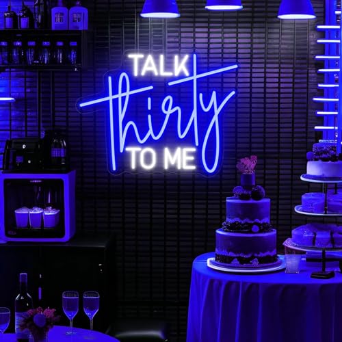 Image of Talk Thirty To Me Neon Sign,30th Birthday Decorations,30th Birthday Decorations 30th Birthday Neon Signs Thirty Birthday Gifts For Him Her USB Neon Sign for Birthday Anniversary