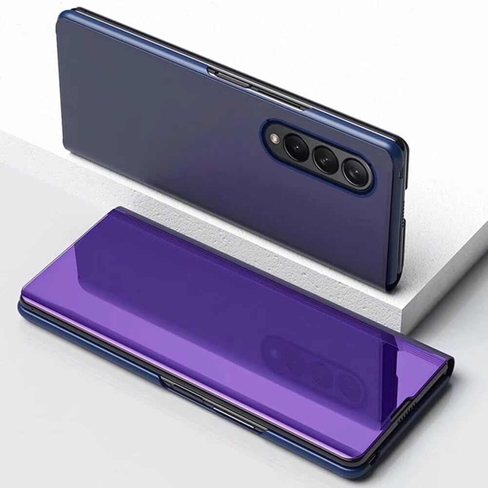 Etui do Samsung Galaxy Z Fold 4, etui z klapką z funkcją stojaka, PC/PU, półprzezroczysty, odporny na wstrząsy, etui ochronne na telefon Samsung Galaxy Z Fold 4, fioletowe