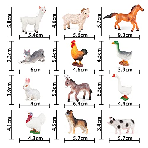 SIENON 12Pcs Bauernhof Tierfiguren Spielzeug Kunststoff, Playset Lernspielzeug Set, Bauernhof Tier Kuchen Cupcake Topper für Bauernhof Geburtstag Weihnachtsfeier