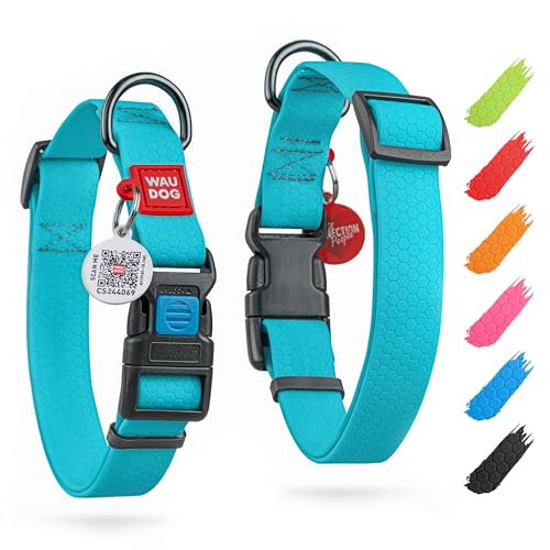 WAUDOG Halsband Hund Wasserfest Verstellbares Hundehalsband Große Hunde Hundehalsband Kleine Hunde Halsbänder & Welpen Halsband mit Kunststoffverschluss