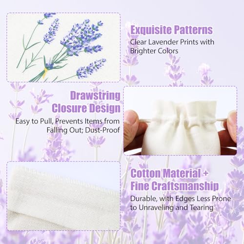 12 Stück Lavendelbeutel Beutel Leere,Lavendelsäckche mit Baumwollkordelzug,Lavendelsäckchen Leer zum Befüllen,Duftsäckchen zum Befüllen für Lavendel Lavendelblüten Getrocknet Gewürze Kräuter(10x15cm)