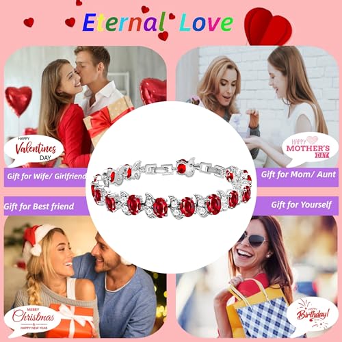 Image of LMXXVJ Fashion Tennis Bracelet Created Emerald White Gold Plated Charm Bracelet Gifts Jewelry for Women